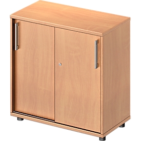 Schäfer Shop Genius Schuifdeurkast TETRIS WOOD, 2 ordnerhoogten, B 800 mm, hoogte incl. glijders, beukenpatroon