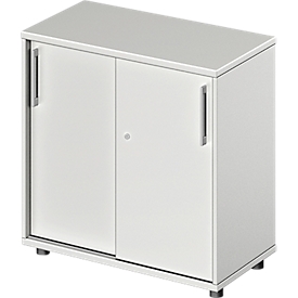 Schäfer Shop Genius Schuifdeurkast TETRIS WOOD, 2 ordnerhoogten, B 800 mm, hoogte incl. glijders, lichtgrijs