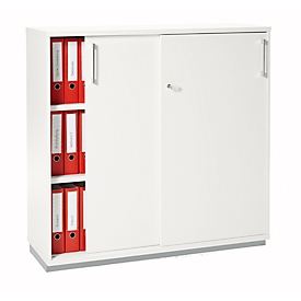 Schäfer Shop Genius schuifdeurkast TETRIS WOOD, 3 OH, B 1200 mm, incl. stalen sokkel, wit