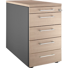 Schäfer Shop Genius Standcontainer 13333, mit Griff eckig, B 435 x H 717 mm, anthrazit/Eiche-Dekor