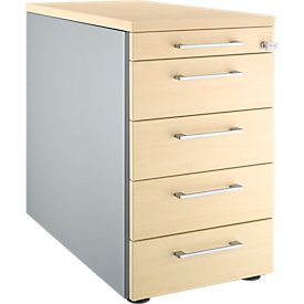 Schäfer Shop Genius Standcontainer 13333, mit Griff eckig, B 435 x H 717 mm, weißalu/weißalu/Ahorn-Dekor 