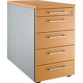 Schäfer Shop Genius Standcontainer 13333, mit Griff eckig, B 435 x H 717 mm, weißalu/weißalu/Buche-Dekor 