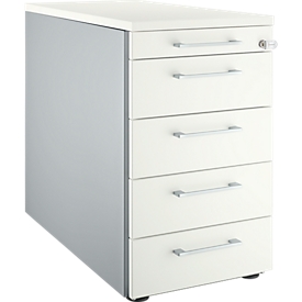 Schäfer Shop Genius Standcontainer 13333, mit Griff eckig, B 435 x H 717 mm, weißalu/weißalu/weiß 