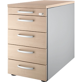 Schäfer Shop Genius Standcontainer 13333, mit Griff rund, B 435 x H 717 mm, Eiche-Dekor/weißalu