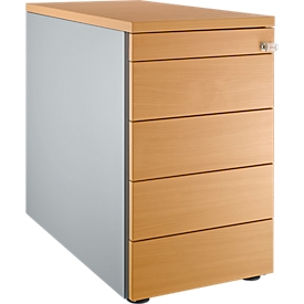 Schäfer Shop Genius Standcontainer 13333, mit Griffnut, B 435 x H 717 mm, weißalu/weißalu/Buche-Dekor 