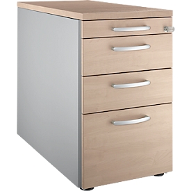 Schäfer Shop Genius Standcontainer 1336, mit Griff rund, B 435 x H 717 mm, weißalu/Eiche-Dekor