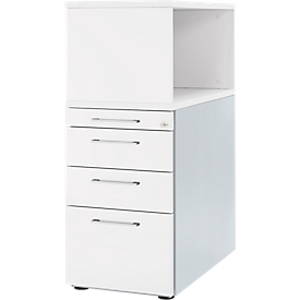 Schäfer Shop Genius Standcontainer mit Aufsatzregal, abschließbar, eckiger Griff, weiß