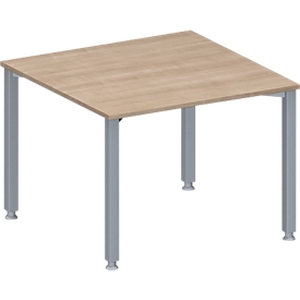 Schäfer Shop Genius Table d'extension MODENA FLEX, réglable en hauteur, forme carrée, 4 pieds en tube carré, L 1000 x P 1000 mm, décor chêne