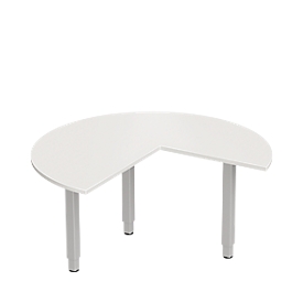 Schäfer Shop Genius Table d'extension PLANOVA ergoSTYLE, 3/4 de cercle, extension à droite ou à gauche, blanc/alu blanc