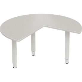 Schäfer Shop Genius Table d'extension PLANOVA ergoSTYLE, 3/4 de cercle, extension à droite ou à gauche, gris clair/blanc