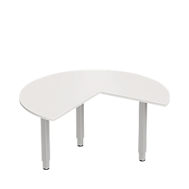 Schäfer Shop Genius Table d'extension PLANOVA ergoSTYLE, 3/4 de cercle, extension à droite ou gauche, gris clair/alu blanc 