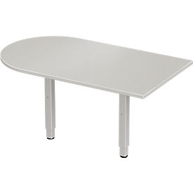 Schäfer Shop Genius Table d'extension PLANOVA ERGOSTYLE, forme arrondie, gris clair/alu blanc 
