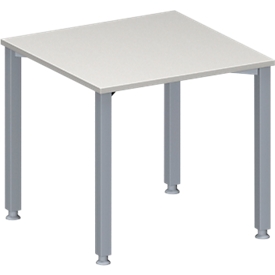 Schäfer Shop Genius Table de réunion MODENA FLEX, hauteur ajustable, en forme de carré, 4 pieds avec tubes carrés, l. 800 x P 800 mm, gris clair 