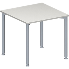 Schäfer Shop Genius Table de réunion MODENA FLEX, hauteur ajustable, en forme de carré, 4 pieds avec tubes ronds, l. 800 x P 800 mm, gris clair 