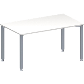Schäfer Shop Genius Table de réunion MODENA FLEX, hauteur ajustable, en forme de rectangle, 4 pieds avec tubes carrés, l. 1400 x P 800 mm, blanc 
