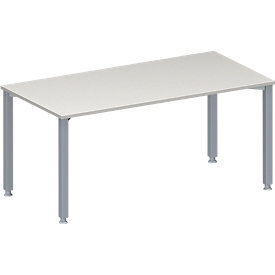 Schäfer Shop Genius Table de réunion MODENA FLEX, hauteur ajustable, en forme de rectangle, 4 pieds avec tubes carrés, l. 1600 x P 800 mm, sans bloc prise, gris clair 