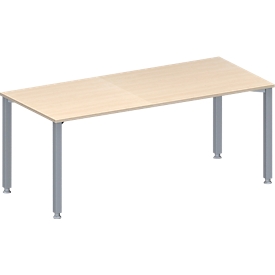 Schäfer Shop Genius Table de réunion MODENA FLEX, hauteur ajustable, en forme de rectangle, 4 pieds avec tubes carrés, l. 1800 x P 800 mm, coloris érable 