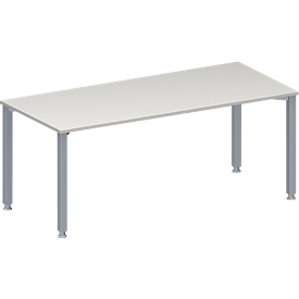 Schäfer Shop Genius Table de réunion MODENA FLEX, hauteur ajustable, en forme de rectangle, 4 pieds avec tubes carrés, l. 1800 x P 800 mm, gris clair 