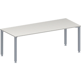 Schäfer Shop Genius Table de réunion MODENA FLEX, hauteur ajustable, en forme de rectangle, 4 pieds avec tubes carrés, l. 2000 x P 800 mm, gris clair 