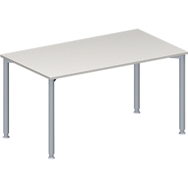 Schäfer Shop Genius Table de réunion MODENA FLEX, hauteur ajustable, en forme de rectangle, 4 pieds avec tubes ronds, l. 1400 x P 800 mm, gris clair 