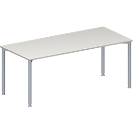 Schäfer Shop Genius Table de réunion MODENA FLEX, hauteur ajustable, en forme de rectangle, 4 pieds avec tubes ronds, l. 1800 x P 800 mm, gris clair 