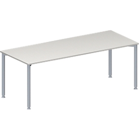 Schäfer Shop Genius Table de réunion MODENA FLEX, hauteur ajustable, en forme de rectangle, 4 pieds avec tubes ronds, l. 2000 x P 800 mm, gris clair 