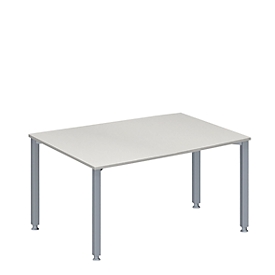 Schäfer Shop Genius Table de réunion MODENA FLEX, hauteur ajustable, en forme de tonneau, 4 pieds avec tubes carrés, l. 1400 x P 1000 mm, gris clair 