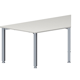 Schäfer Shop Genius Table de réunion MODENA FLEX, hauteur ajustable, en forme de trapèze, 4 pieds avec tubes carrés, l. 1600 x P 800 mm, gris clair 