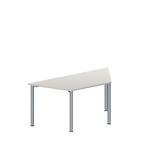 Schäfer Shop Genius Table de réunion MODENA FLEX, hauteur ajustable, en forme de trapèze, 4 pieds en tubes ronds, l. 1600 x P 800 mm, gris clair 