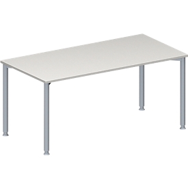 Schäfer Shop Genius Table de réunion MODENA FLEX, hauteur ajustable, rectangulaire, 4 pieds avec tubes ronds, l. 1600 x P 800 mm, sans bloc prise, gris clair 