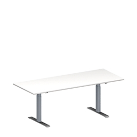 Schäfer Shop Genius Table de réunion MODENA FLEX, hauteur ajustable, rectangulaire, pieds en T, l. 2000 x P 800 mm, blanc 