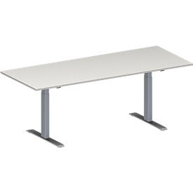 Schäfer Shop Genius Table de réunion MODENA FLEX, hauteur ajustable, rectangulaire, pieds en T, l. 2000 x P 800 mm, gris clair 