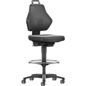 Schäfer Shop Genius task chair, without armrests, auto-synchronous mechanism, seat-stop castors, foot ring, imitation leather, black