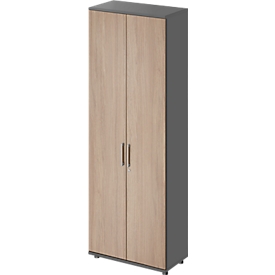 Schäfer Shop Genius TETRIS WOOD armario con puertas batientes, 6 OH, altura incl. deslizantes, A 800 mm, grafito/roble
