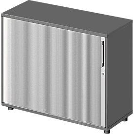 Schäfer Shop Genius transverse roller shutter cabinet TETRIS WOOD, 2 OH, W 1000 mm, height incl. glides, graphite
