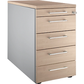 Schäfer Shop Genius Vast ladeblok 13333, met hoekige handgreep, B 435 x H 717 mm, wit/aluminium/wit/eiken decor