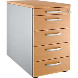 Schäfer Shop  Genius Vast ladeblok 13333, met ronde handgreep, B 435 x H 717 mm, beukenpatroon/blank aluminium 