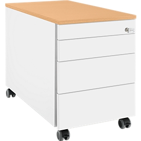 Schäfer Shop  Genius Verrijdbaar ladeblok 1233, wit/blank aluminium/beukenpatroon 