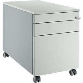 Schäfer Shop  Genius Verrijdbaar ladeblok 126, met greepuitsparing B 435 x H 577 mm, blank aluminium/lichtgrijs/lichtgrijs 