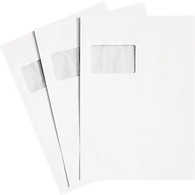 Schäfer Shop Genius Versandtaschen, Fenster, haftklebend, 90 g/m², DIN C4, 250 Stück, chlorfrei-weiß