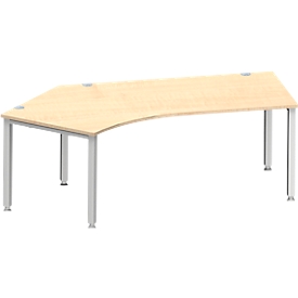 Schäfer Shop Genius Winkelschreibtisch MODENA FLEX 135°, Ansatz links, 4-Fuß-Quadratrohr, B 2165 mm, ahorn/weiß