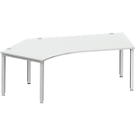 Schäfer Shop Genius Winkelschreibtisch MODENA FLEX 135°, Ansatz links, 4-Fuß-Quadratrohr, B 2165 mm, lichtgrau