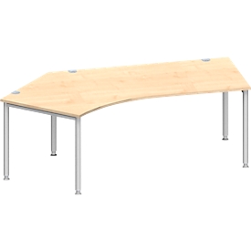 Schäfer Shop Genius Winkelschreibtisch MODENA FLEX 135°, Ansatz links, Ahorn/weißaluminium