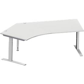 Schäfer Shop Genius Winkelschreibtisch MODENA FLEX 135°, Ansatz links, C-Fuß-Rechteckrohr, B 2165 mm, lichtgrau