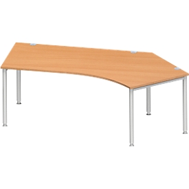 Schäfer Shop Genius Winkelschreibtisch MODENA FLEX 135°, Ansatz rechts, Buche/weißaluminium