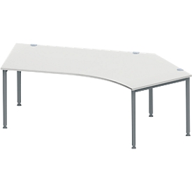 Schäfer Shop Genius Winkelschreibtisch MODENA FLEX 135°, Ansatz rechts, lichtgrau/anthrazit