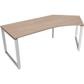 Schäfer Shop Genius Winkelschreibtisch MODENA FLEX, 135°, Bügelfuss, Ansatz rechts, B 2165 mm, Eiche-Dekor