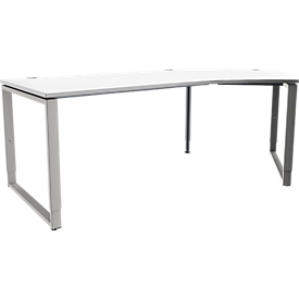 Schäfer Shop Genius Winkelschreibtisch MODENA FLEX, 135°, Bügelfuss, Ansatz rechts, B, B 2165 mm, weiss