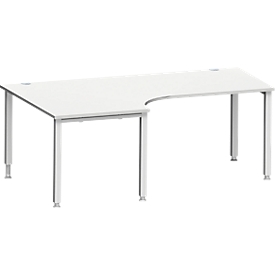 Schäfer Shop Genius Winkelschreibtisch MODENA FLEX 90°, Ansatz links, 4-Fuß-Quadratrohr, B 2000 mm, lichtgrau