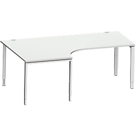Schäfer Shop Genius Winkelschreibtisch MODENA FLEX 90°,Ansatz links, B 2000 mm, lichtgrau